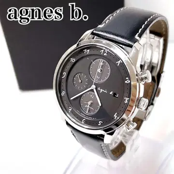 agnes b. 말체로 에네스베 크로노그래프 솔라 손목시계 블랙