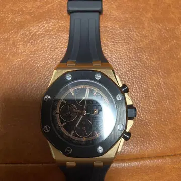 DIDUN DESIGN 스포츠 골드 블랙 러버 벨트 시계