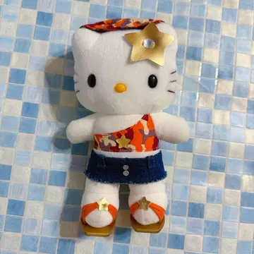 산리오 헬로키티 레트로 데님 미니 스커트 카모플라쥬 갸루풍 봉제 인형