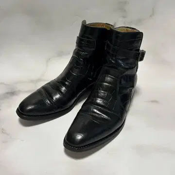 새상품급 Silvano Mazza 악어 엠보싱 조퍼 부츠 26cm