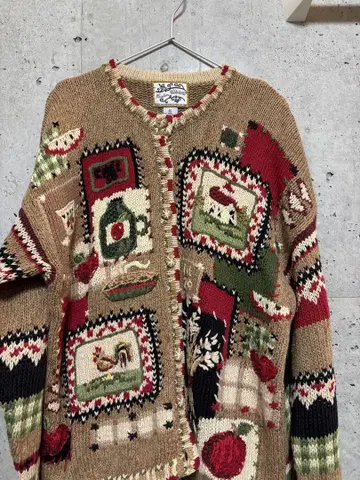 Sui vintage 다양한 패턴의 울 혼방 가디건