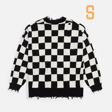 R13 아루서틴 레트로 니트 체커보드 긴팔 스웨터 S