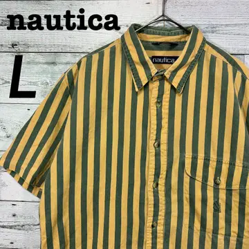 90s nautica 노티카 원포인트 자수 스트라이프 반팔 셔츠