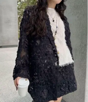 아메리 플라워 믹스 레이스 시어 재킷