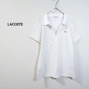 라코스테 반팔 피케 셔츠 화이트 도트 무늬 로고