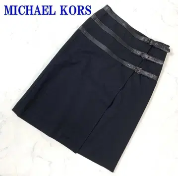 마이클코어스 가죽 벨트 랩 스커트 블랙 2 C8751