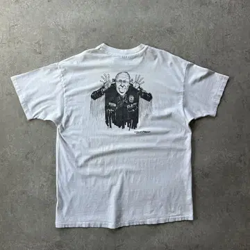 90s 헤인즈 티셔츠 USA제 화이트 XL 풍자 LAPD