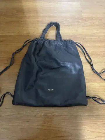 폴 카 네이비 가죽 드로우 스트링 백