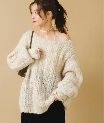 Kastane 울 시스루 니트 아이보리 L