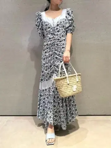 릴리 브라운 쉬폰 도킹 바리에 프린트 원피스