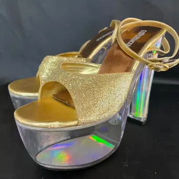 에스페란자 초통굽 글리터 클리어 샌들 골드 L 사이즈 헤이세이 레트로