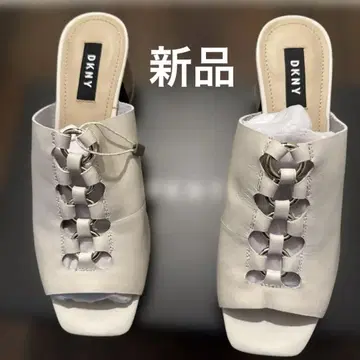 새상품 DKNY 베이지 가죽 레이스업 샌들 7