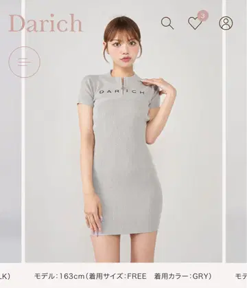 Darich 하프 지퍼 리브 니트 미니 원피스