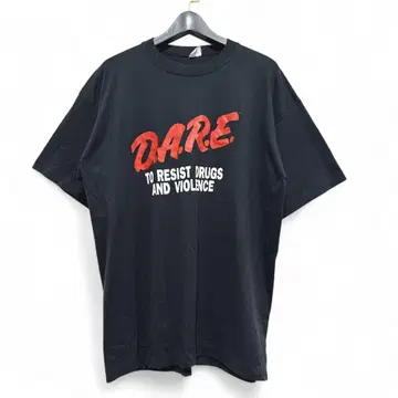 구제 의류 90s D.A.R.E 티셔츠 XL 사이즈 블랙 싱글 706