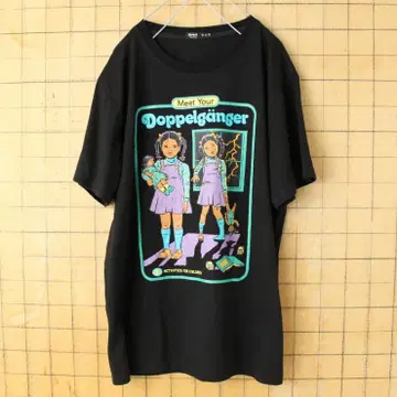 USA Doppelganger 프린트 반팔 티셔츠 블랙 M ss80