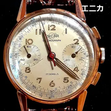 에니카 레어 크로노그래프 골드 수동 와인딩 남성용 손목시계 작동 상품