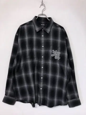 XLARGE 스트릿 스케이트 서해안 구제 의류 옴브레 체크 긴팔 셔츠