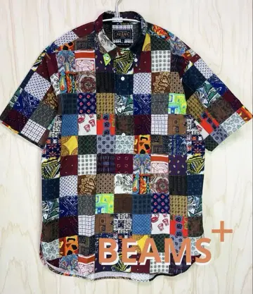 BEAMS PLUS 빔즈 플러스 패치워크 버튼 다운 셔츠 S