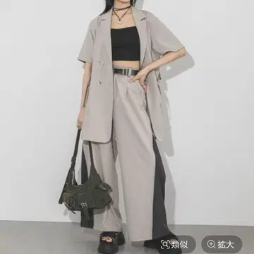 PAGEBOY 사이드 절개 팬츠/베이지
