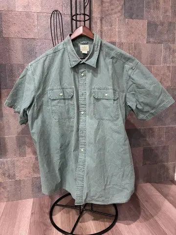 llbean 데님 셔츠 반팔 셔츠 그린 2XL