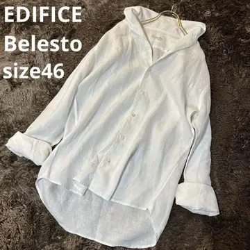 새상품급*Belesto EDIFICE 린넨 100% 셔츠 화이트 흰색