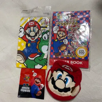 슈퍼 마리오 굿즈 묶음 판매 스티커 런치매트 키링 파우치