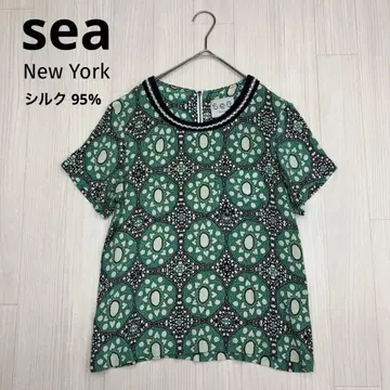 sea New York 시뉴욕 실크 실크 반팔 블라우스 4