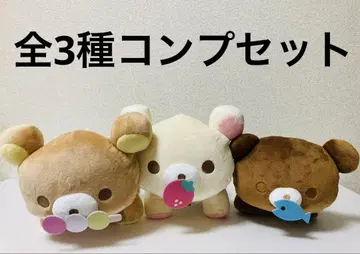 리락쿠마 나무 조각 곰 마네코 봉제 인형 BIG 컴프 3개 세트
