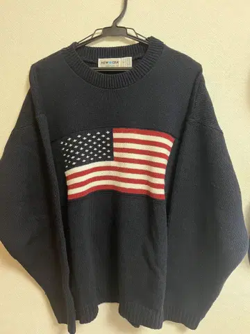 90s 뉴에라 미국 니트 스웨터 네이비 구제 의류 남성용 L 사이즈