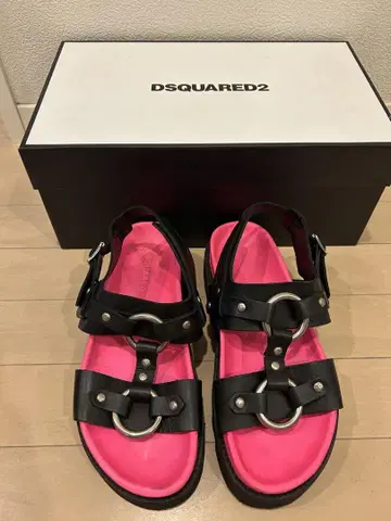 DSQUARED2 블랙 핑크 통굽 샌들