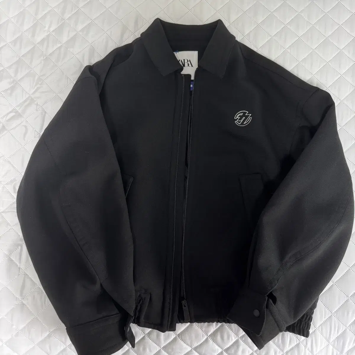 [M] Zara Ader Error Oversized Collar Bomber Jacket Black