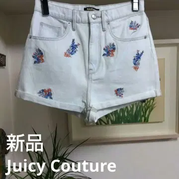 Juicy Couture 자수 화이트 데님 숏 팬츠