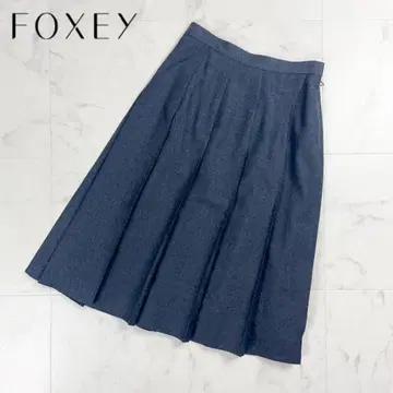 새상품 FOXEY 울 플리츠 스커트 플레어 그레이 사이즈 40*CD167