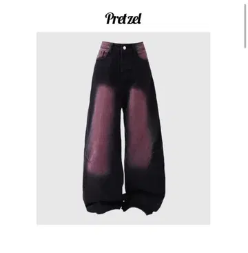 Pretzel 블랙 그라데이션 와이드 레그 데님 L
