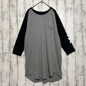 Hurley 래글런 슬리브 티셔츠 그레이 L 남성용
