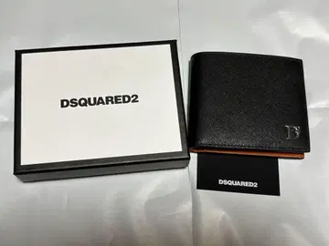 DSQUARED2 블랙 가죽 2단 폴더형 지갑
