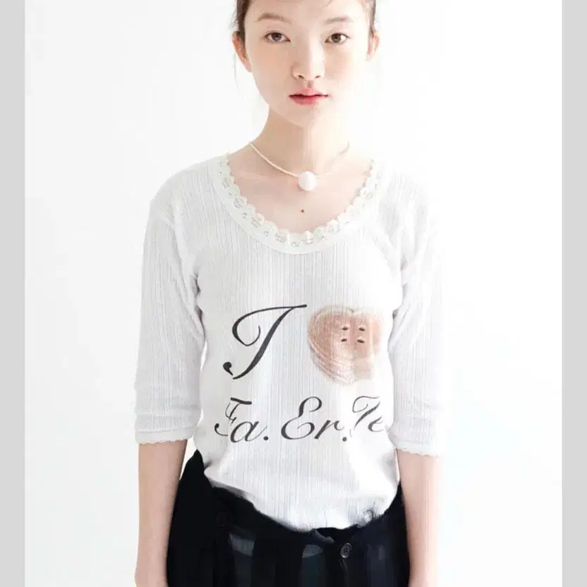 【fa.er.ie】 I love fa.er.ie lace T-shirt 8차☆[F.E.E.S] I ❦ fa.er.ie lace T-shirt (pink)