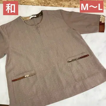 와() 탑스 일본풍 여성용 반팔 셔츠 사이즈 M~L 브라운(네66)