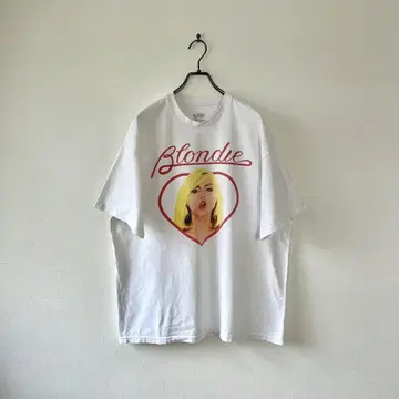 구제 의류 블론디 티셔츠 Blondie 밴딩 XL 포토 프린트 화이트
