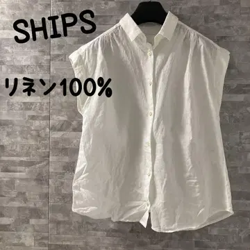 쉽스 린넨 100% 셔츠 블라우스 화이트 흰색 여성용 린넨 봄/여름