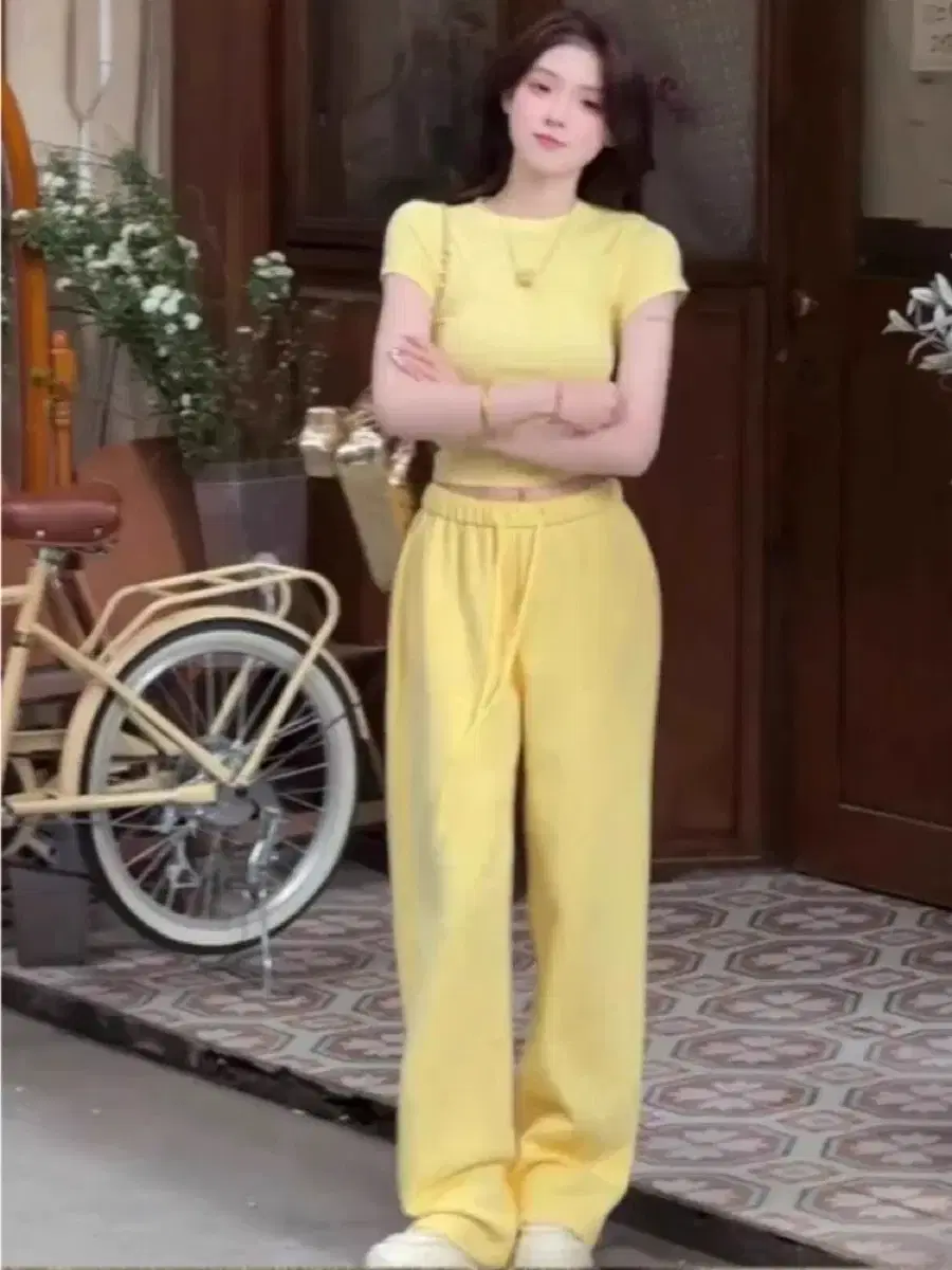Cropped Short Sleeve T-Shirt and Pants Set