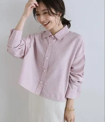 러브틱 모자 꽁지 스트라이프 크롭 셔츠