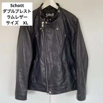 Schott 샷 더블 브레스트 램 가죽 XL 네이비