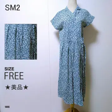SM2 원피스 롱 기장 반팔 미니 꽃무늬 셔츠 칼라 허리 절개