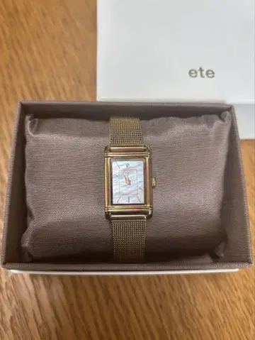 ete 에테 손목시계 솔라 워치 핑크 골드 스퀘어