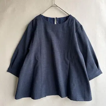 미사용 일본제 여성복 블라우스 쿠루메 직물 XL 와이드 실루엣 여성용