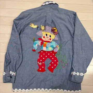 70's 자수 샴브레이 셔츠 toro 빈티지 패치워크 레어