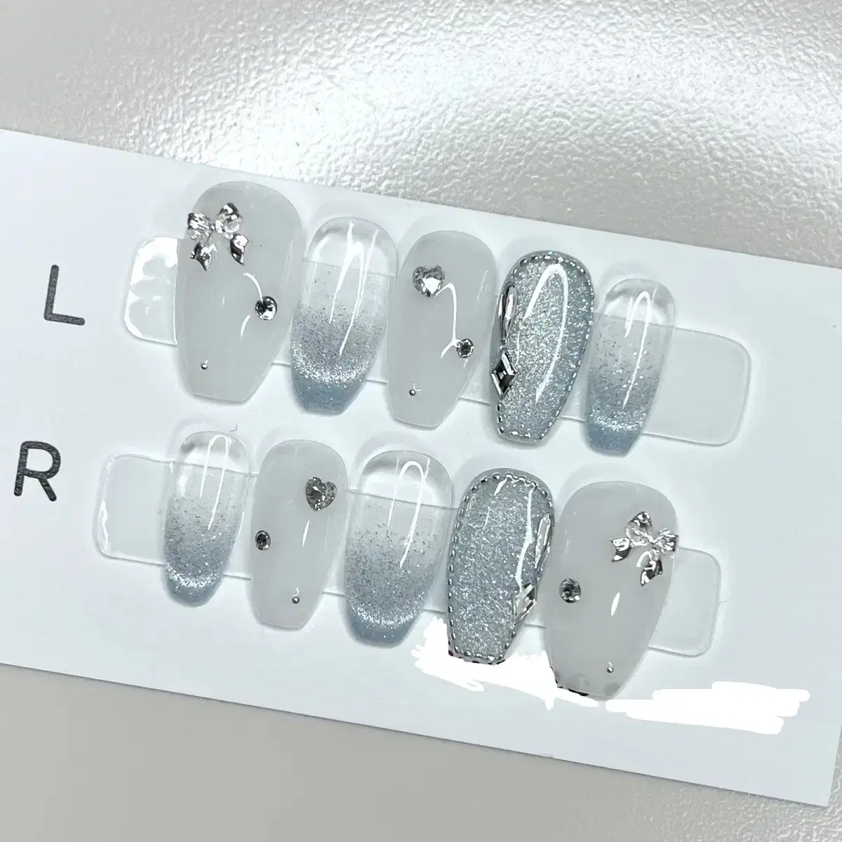 Summer Undersea Crystal Jewel Handmade Nail Tips, Magnetic Gel Nail Tips