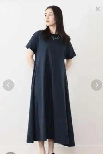 챔피온 네이비 반팔 롱 원피스