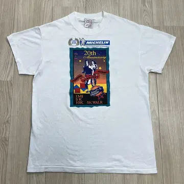 90s ONEITA 티셔츠 마라톤 미쉐린 스폰서 로고 레어